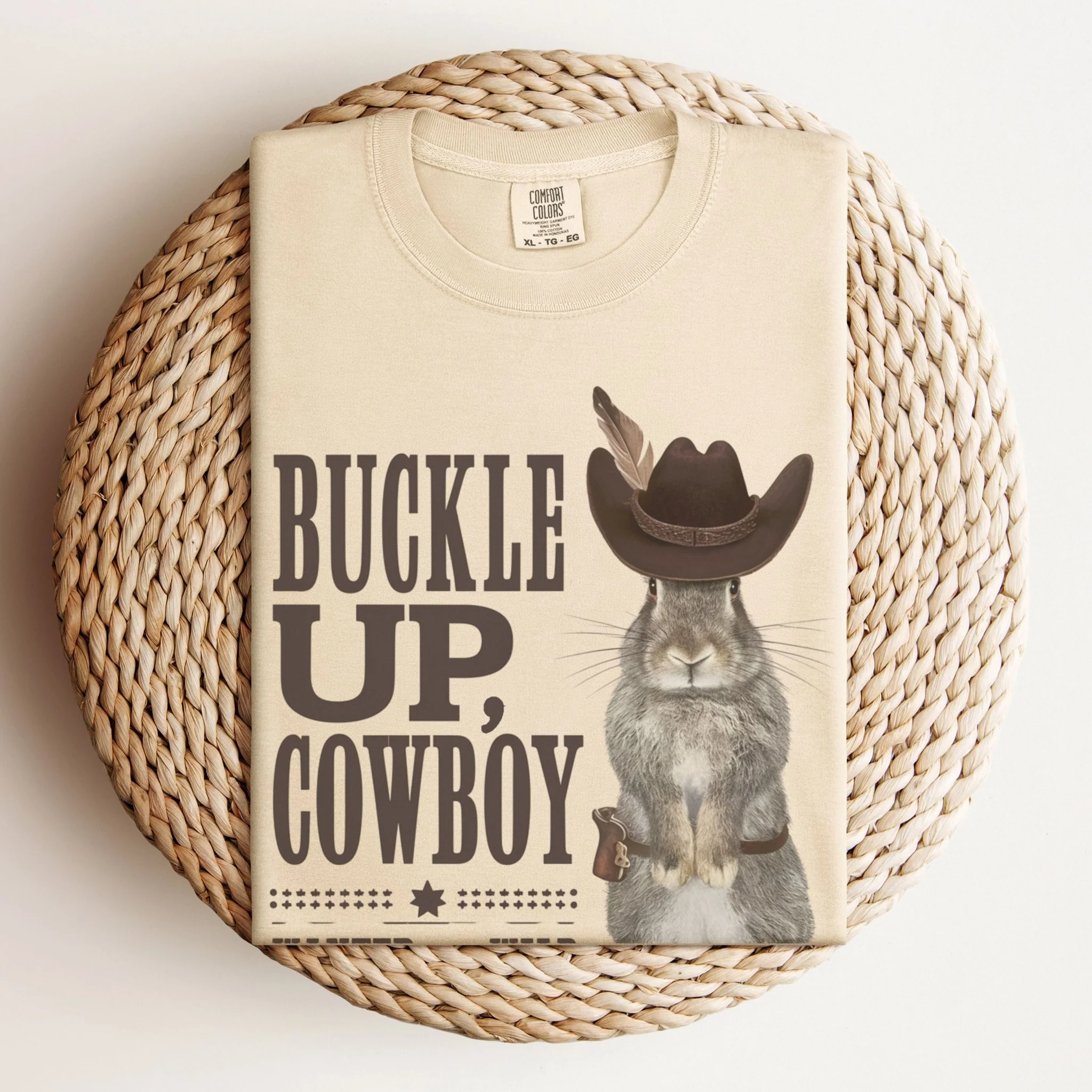 Buckle Up, Cowboy Unisex Garment-dyed Heavyweight T-Shirt - Image 4