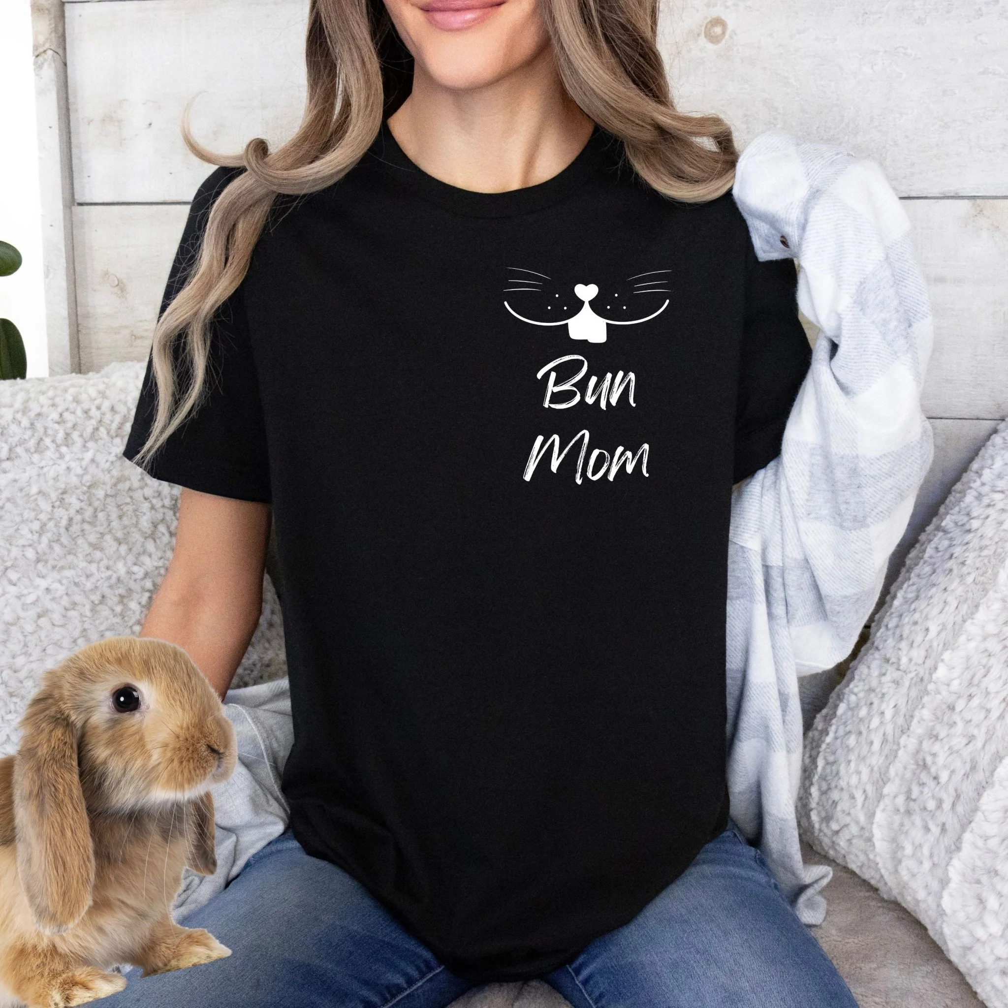 Bun Mom Unisex T-shirt- White Design - Image 4