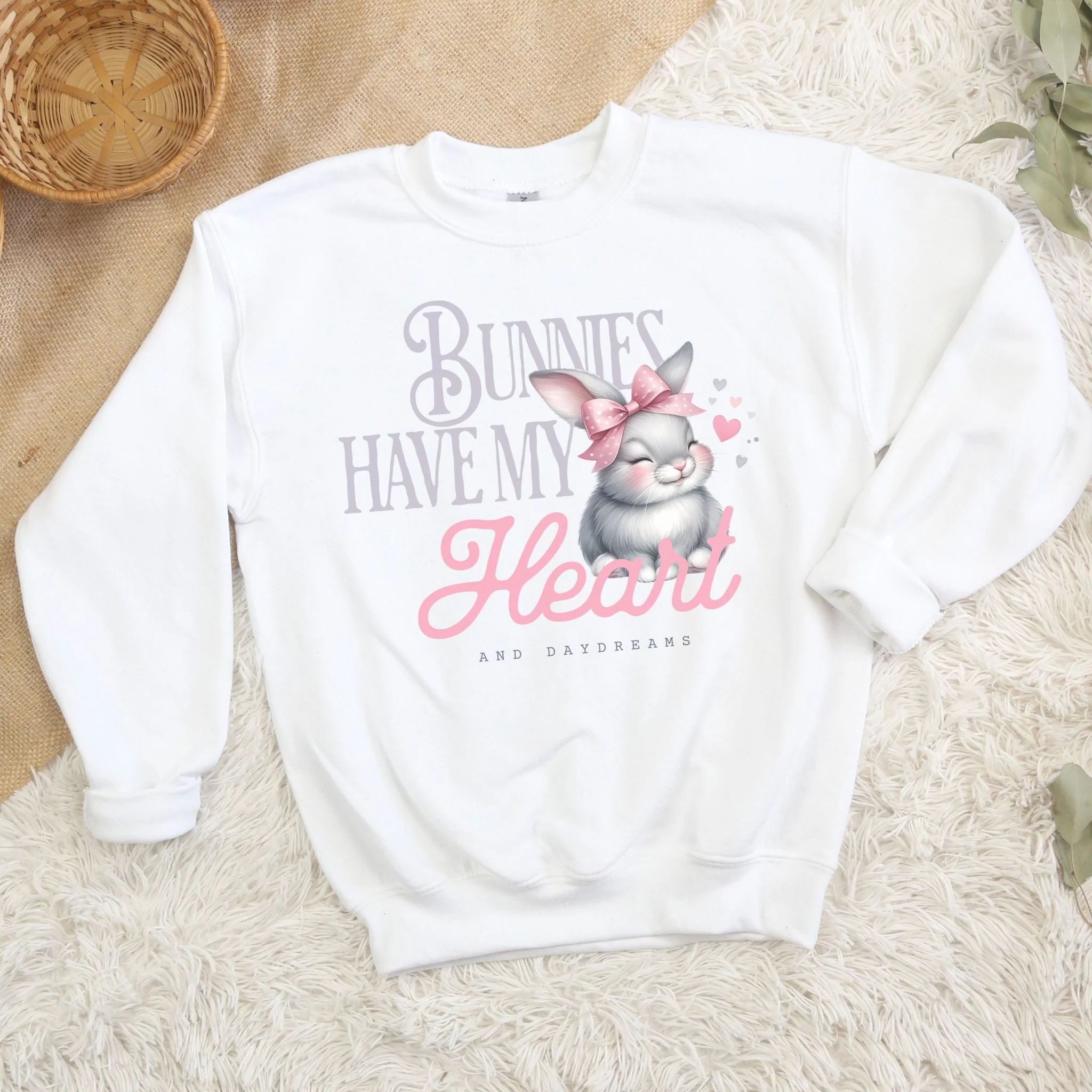 Bunnies Have My Heart Youth Crewneck Sweatshirt - Image 2