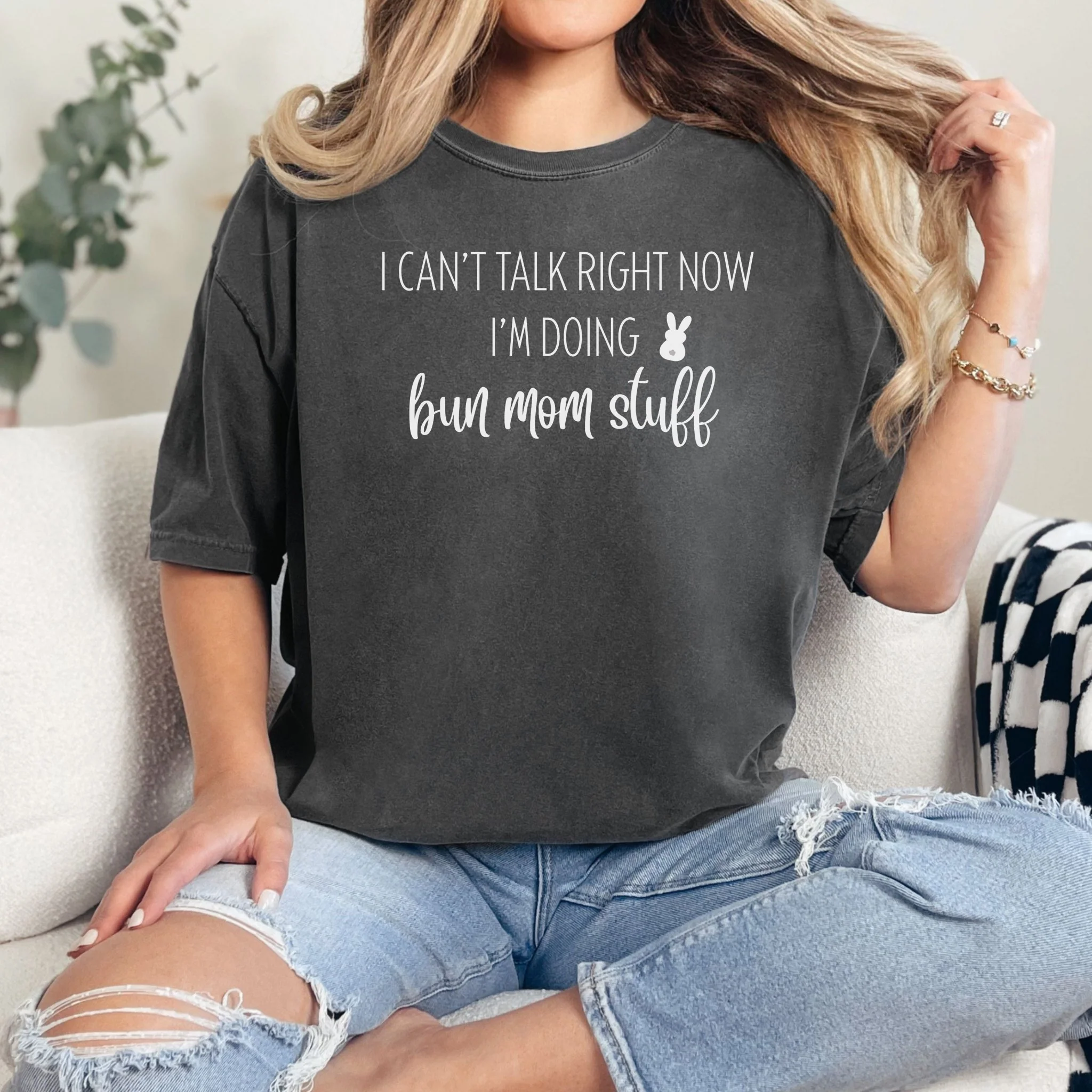 Doing Bun Mom Stuff Unisex Garment-dyed Heavyweight T-Shirt - Image 3