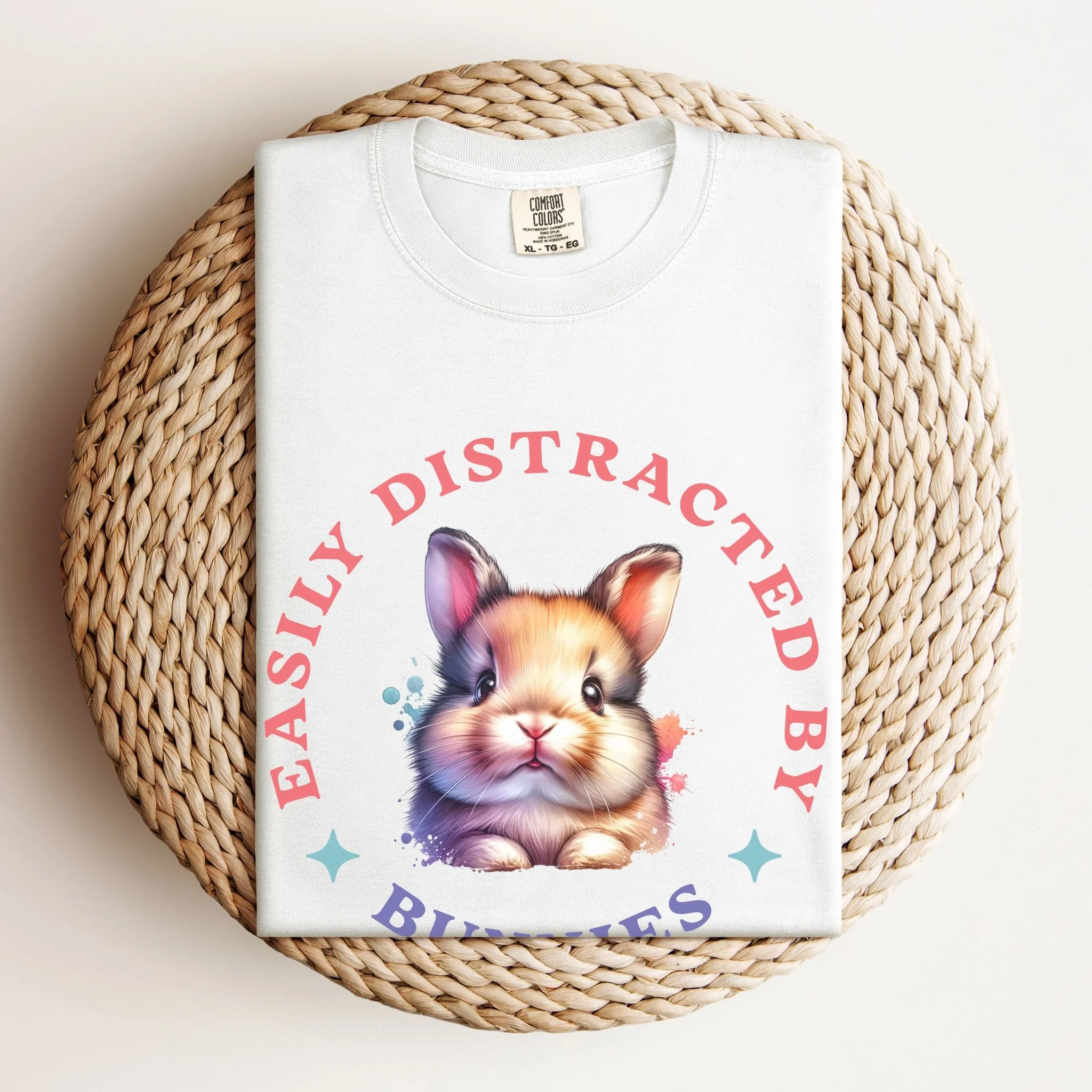 Easily Distracted By Bunnies 3 Unisex Garment-dyed Heavyweight T-Shirt - Image 3