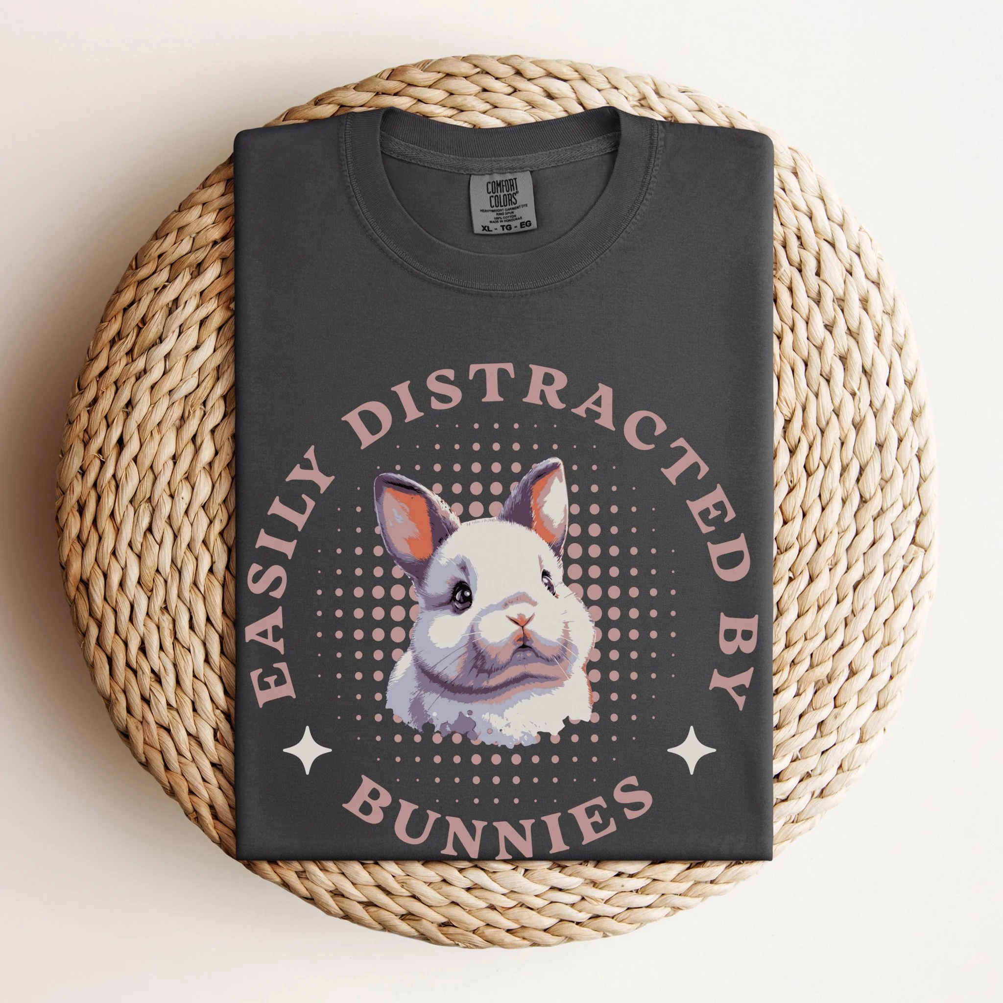 Easily Distracted by Bunnies Unisex Garment-dyed Heavyweight T-Shirt 2 - Image 9