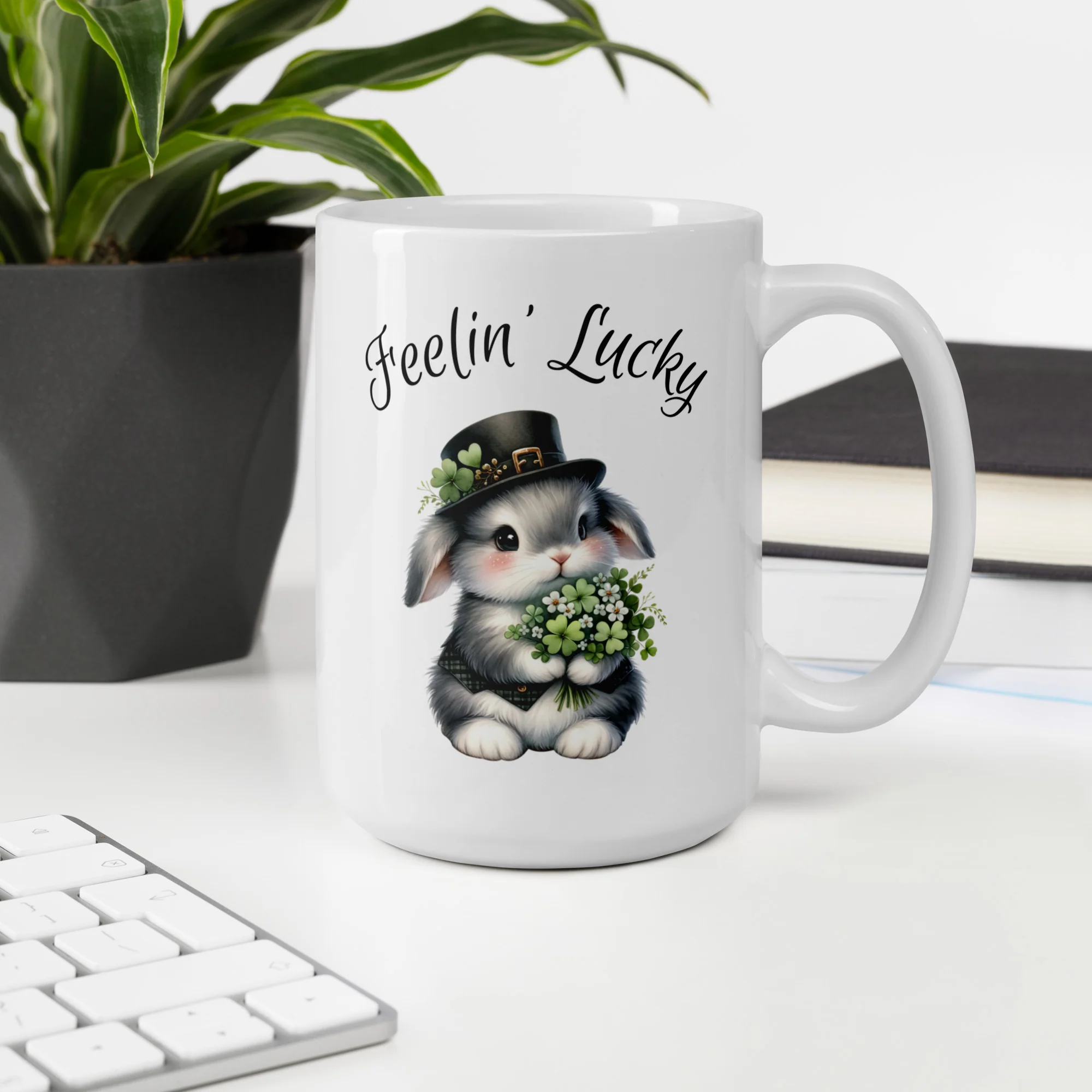 Feelin' Lucky White Glossy Mug - Image 4