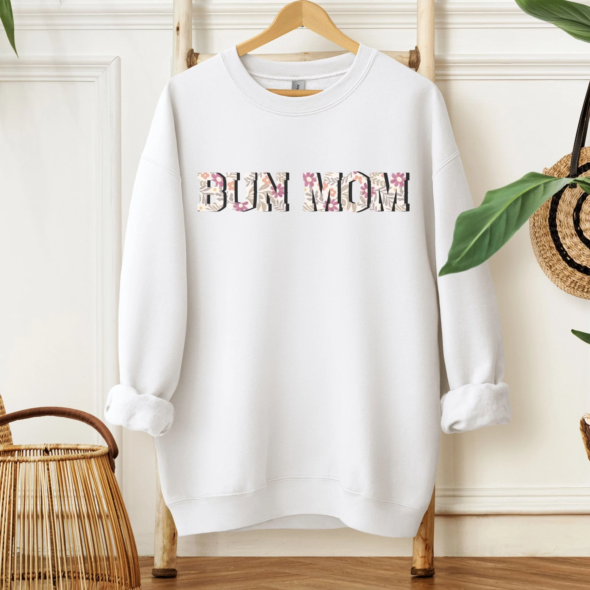 Floral Bun Mom Sweatshirt - Image 6