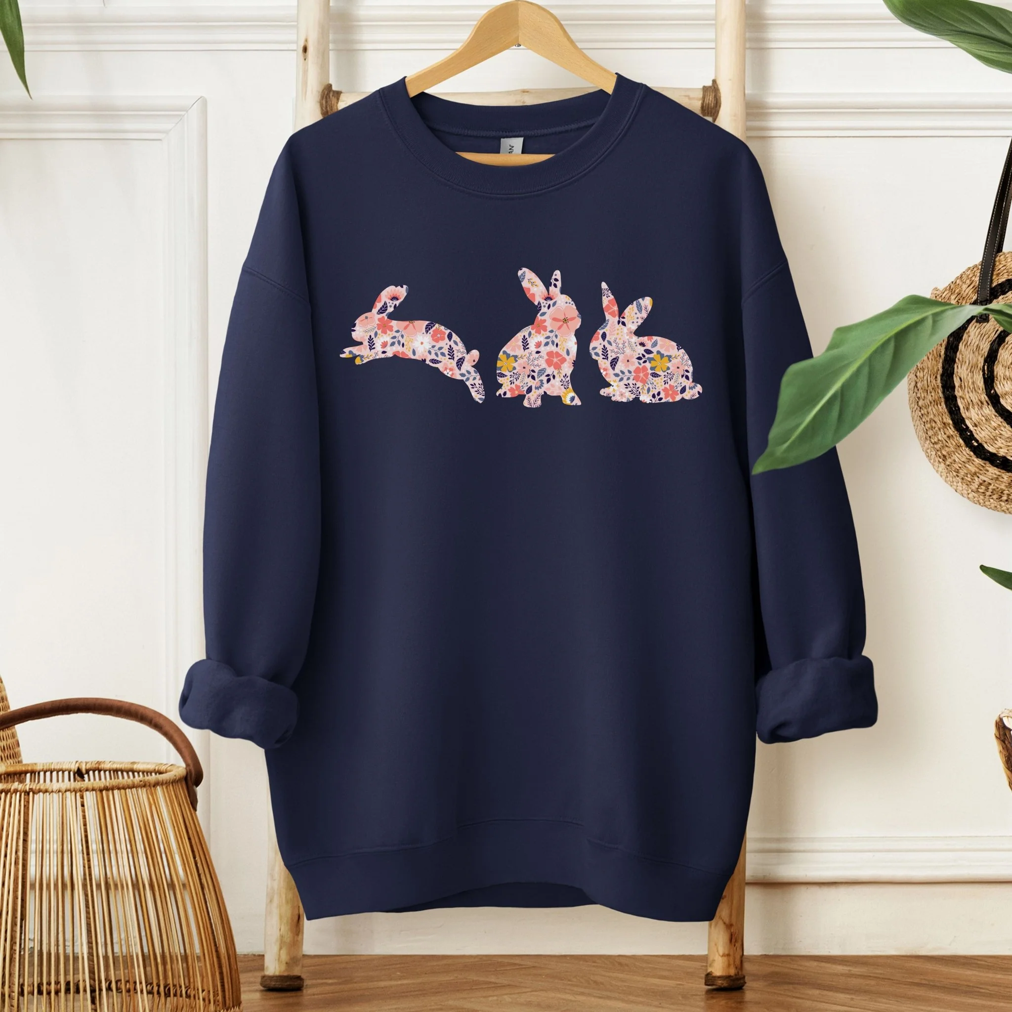 Floral Rabbit Silhouettes Sweatshirt - Image 3