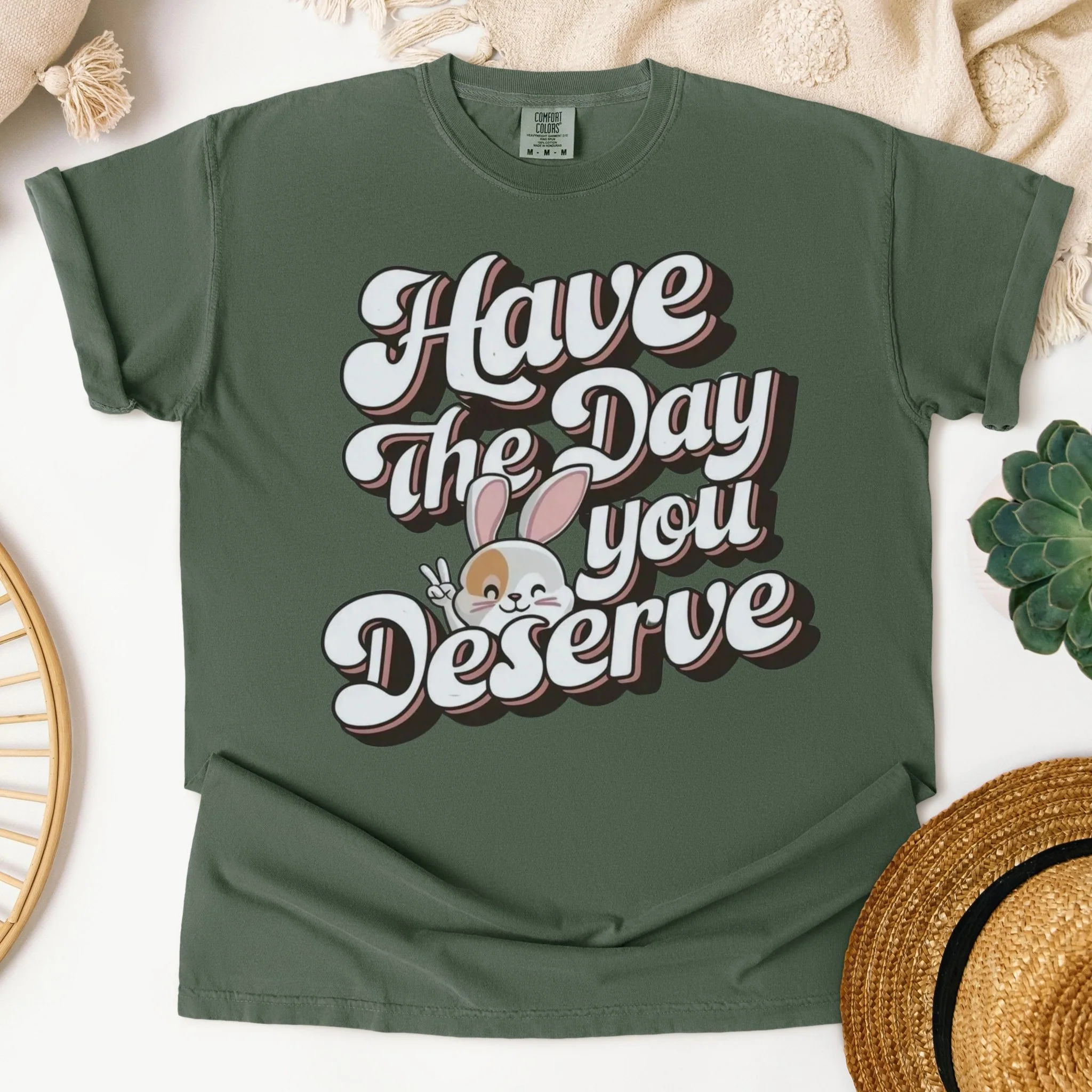 Have The Day You Deserve Unisex Garment-Dyed Heavyweight T-Shirt - Image 3
