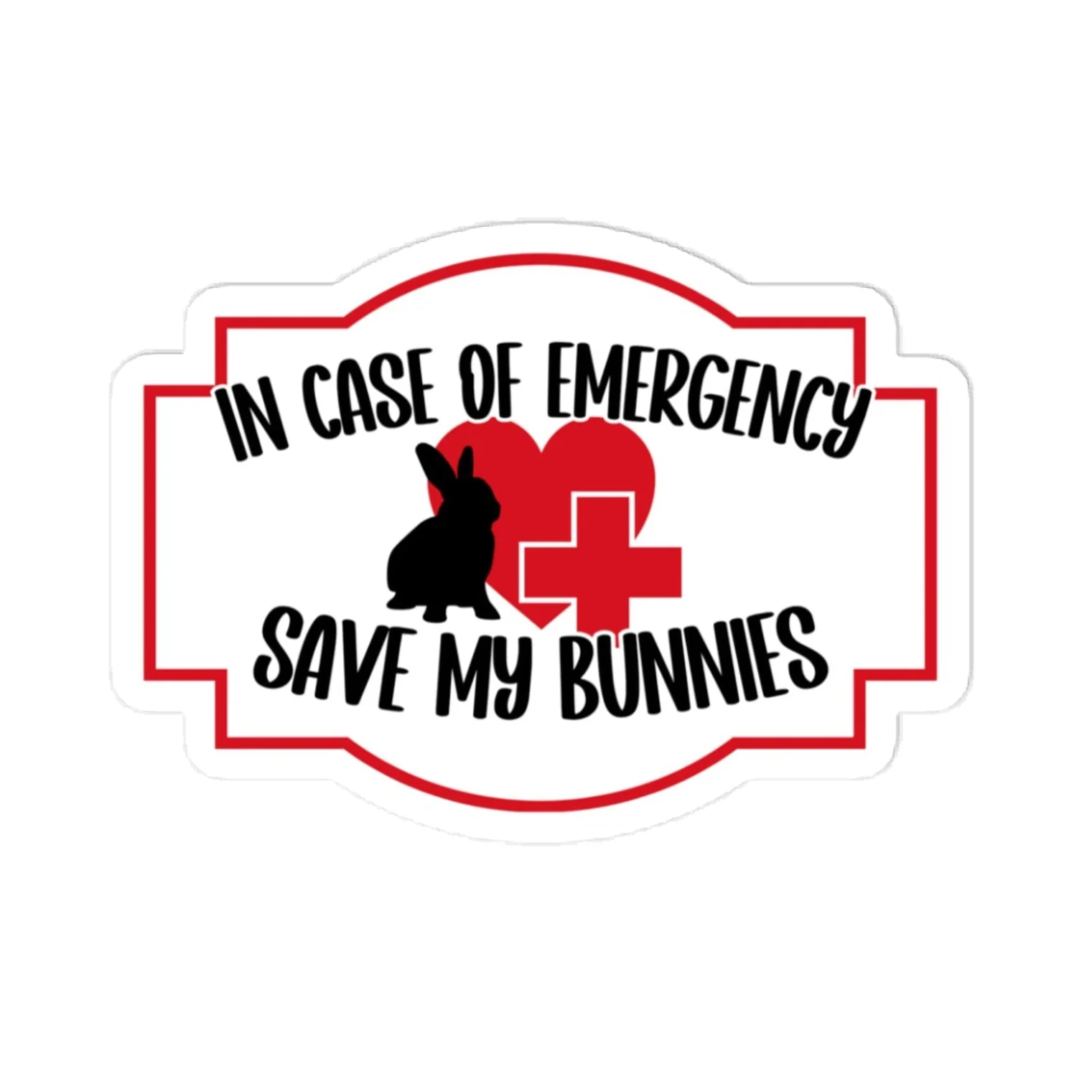 In Case of Emergency, Save My Bunnies Vinyl Decal - Image 4
