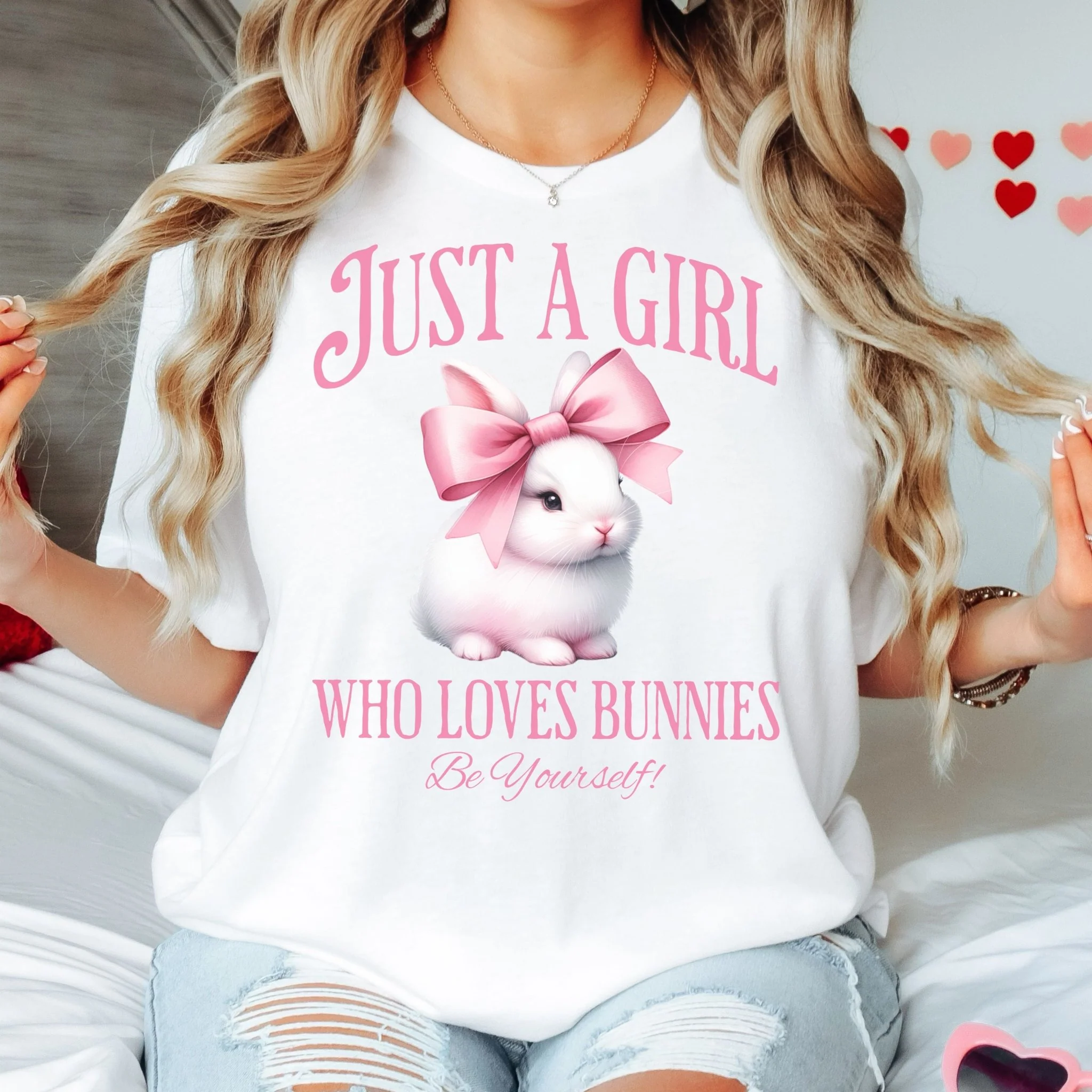 Just a Girl Who Loves Bunnies Unisex T-Shirt - Image 3
