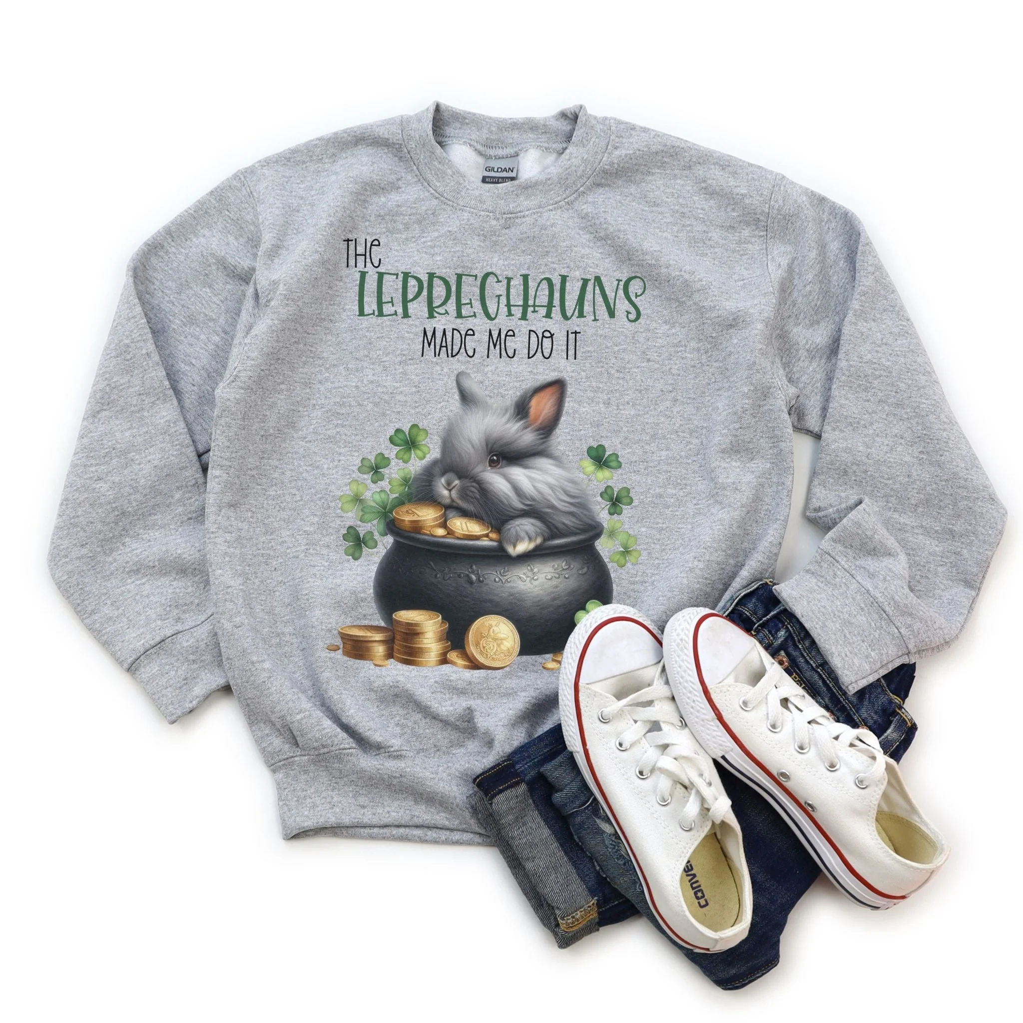 Leprechauns Made Me Youth Crewneck Sweatshirt - Image 4