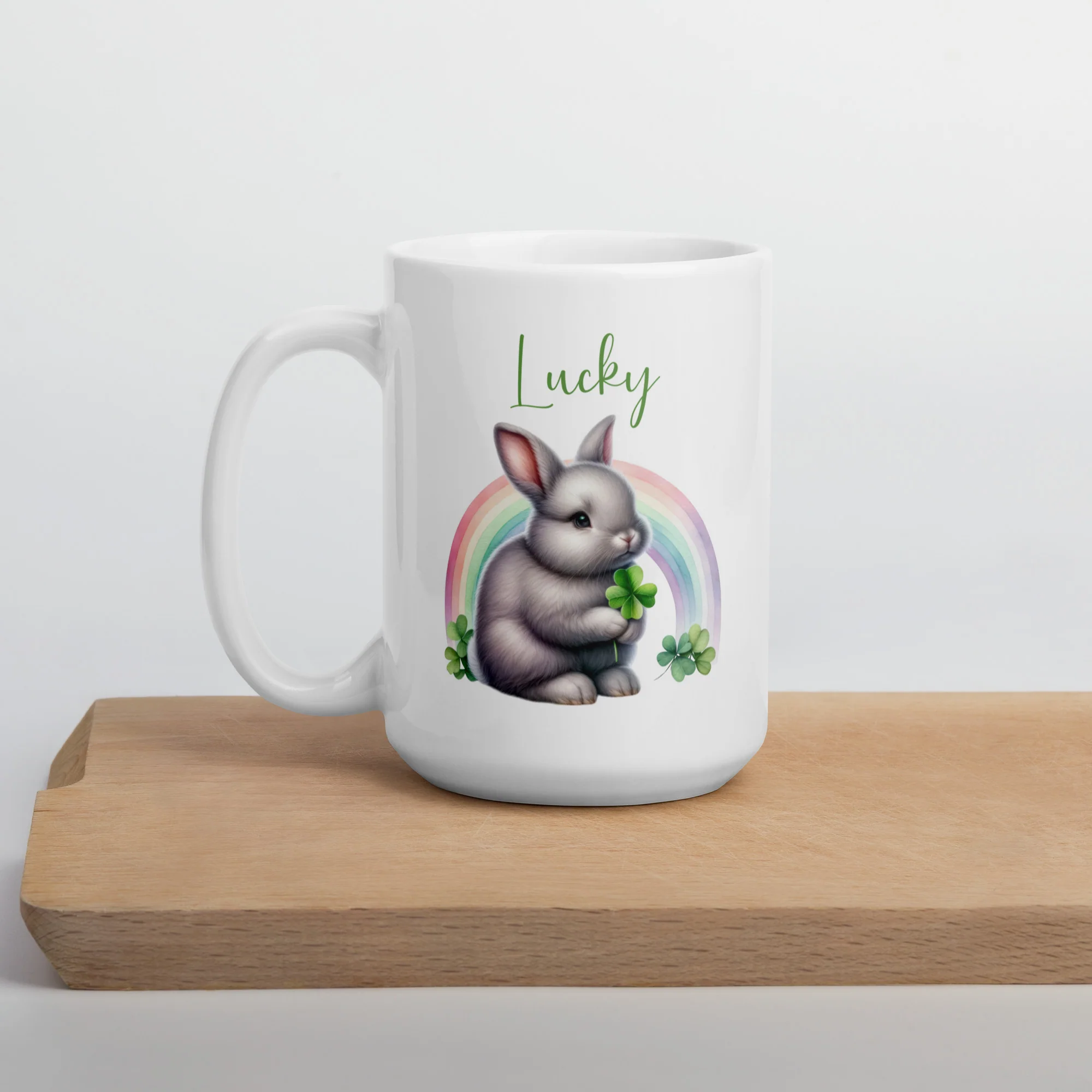 Lucky Rabbit White Glossy Mug - Image 4