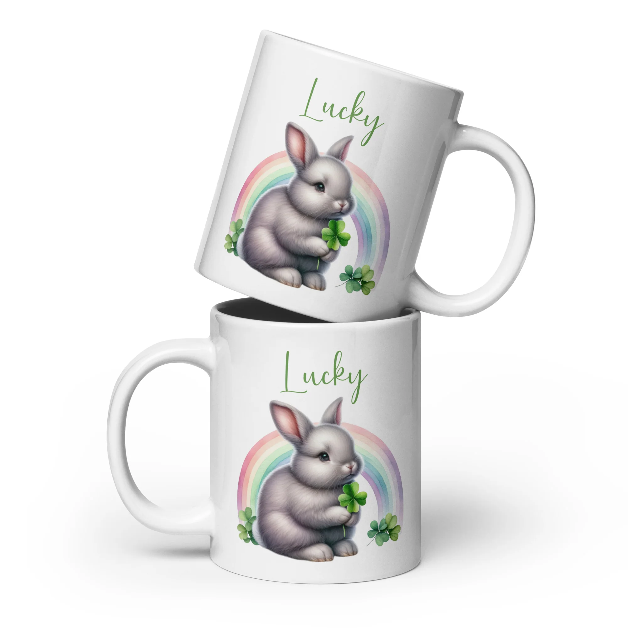 Lucky Rabbit White Glossy Mug - Image 5