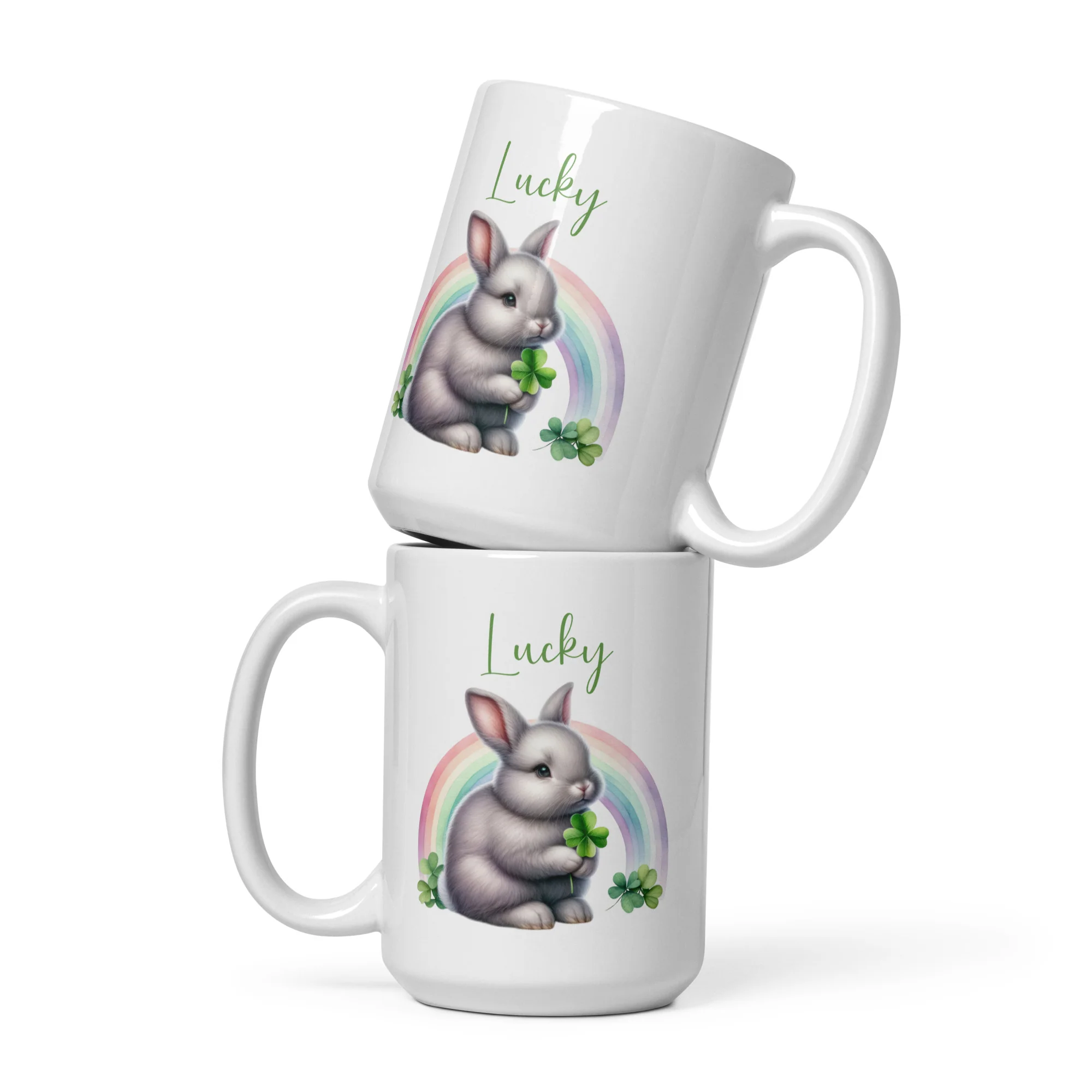 Lucky Rabbit White Glossy Mug - Image 6