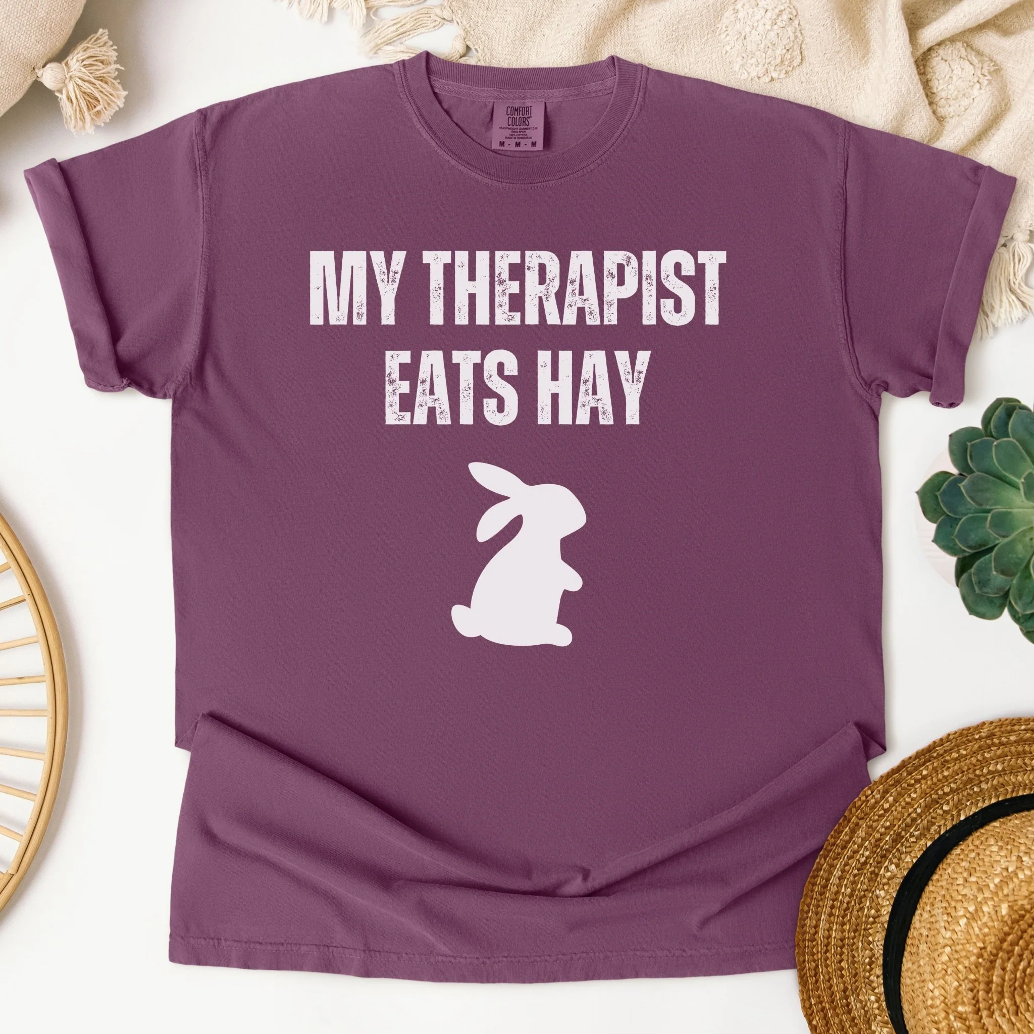 My Therapist Eats Hay Unisex Garment-dyed Heavyweight T Shirt - Image 3