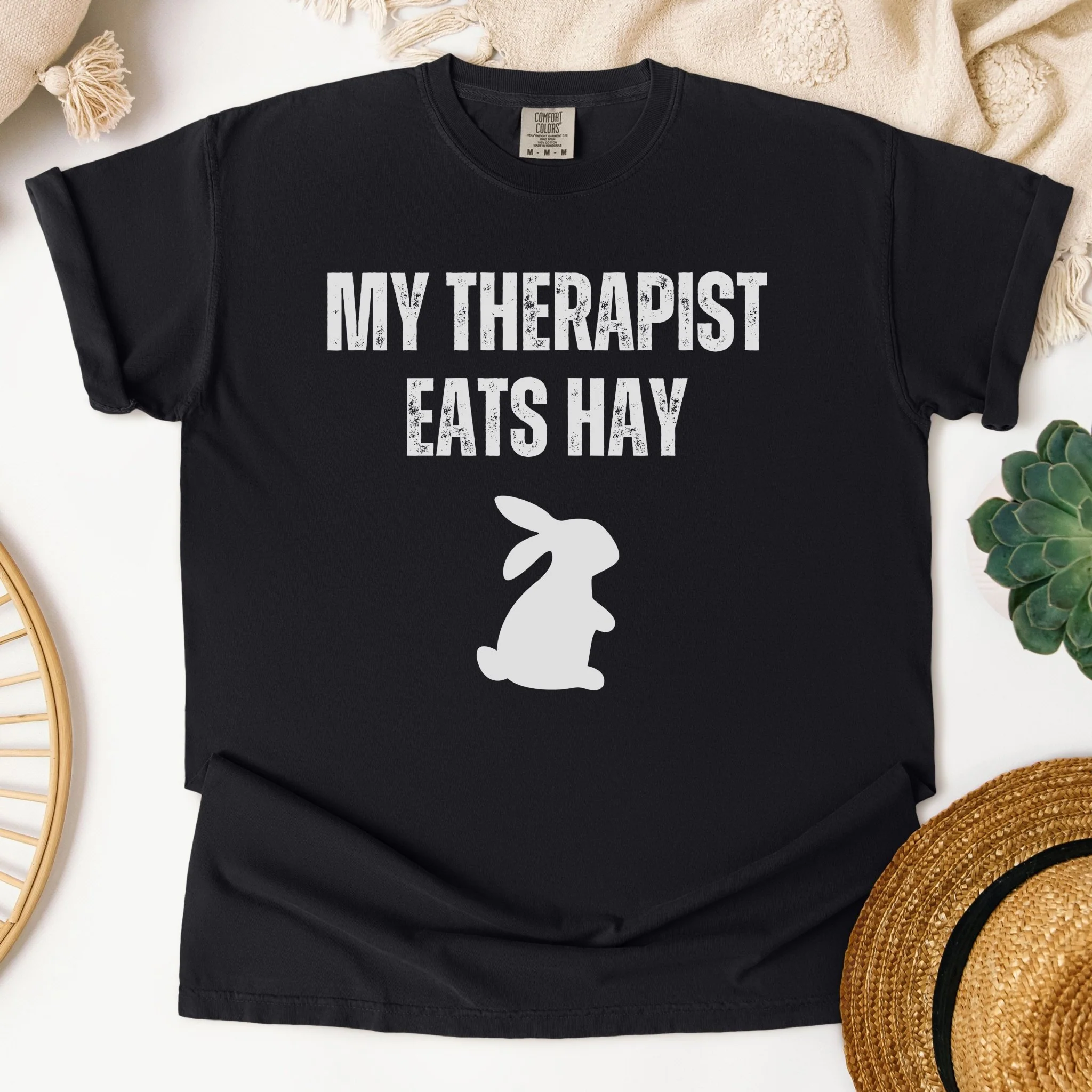 My Therapist Eats Hay Unisex Garment-dyed Heavyweight T Shirt - Image 4