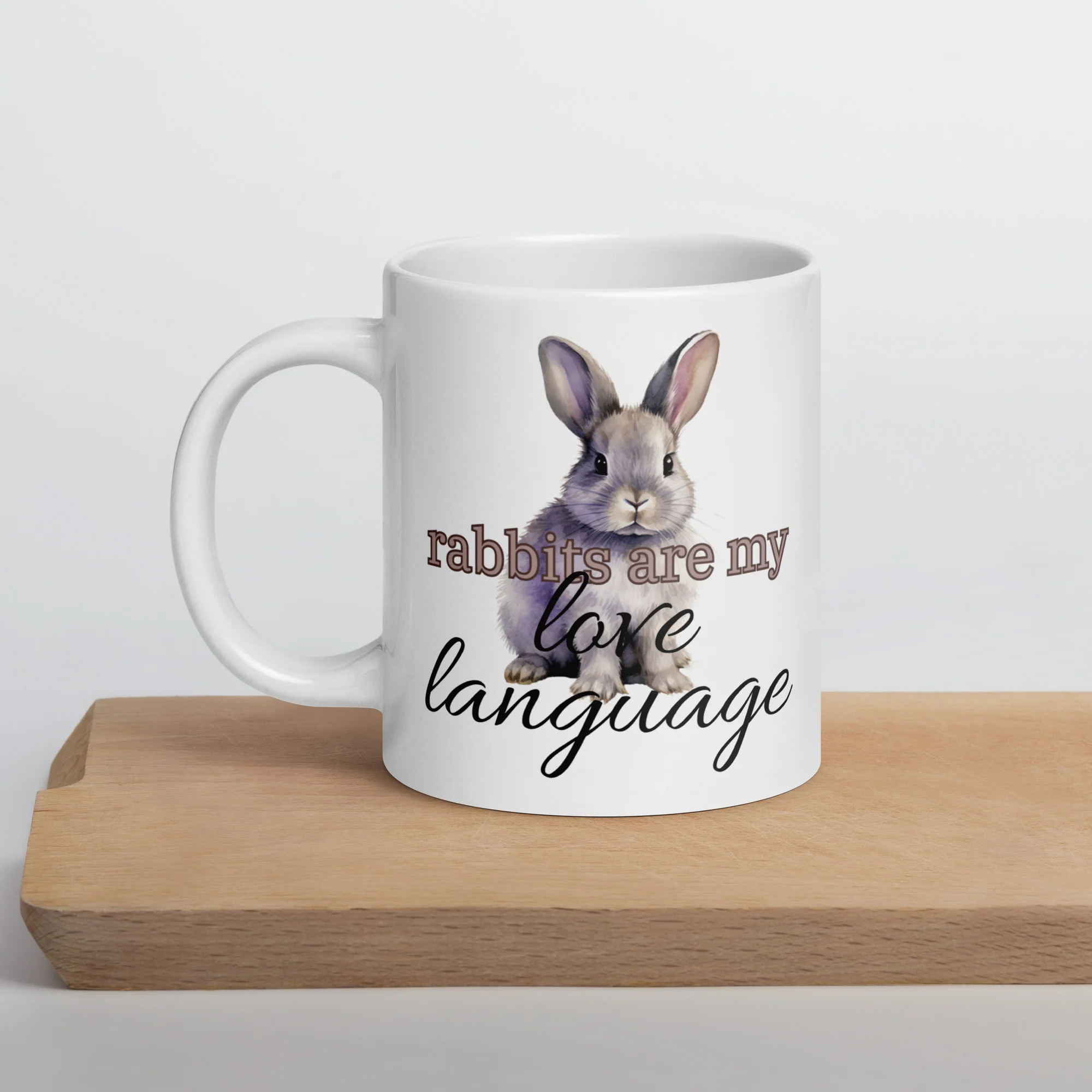Rabbits Are My Love Language White Glossy Mug - Image 2