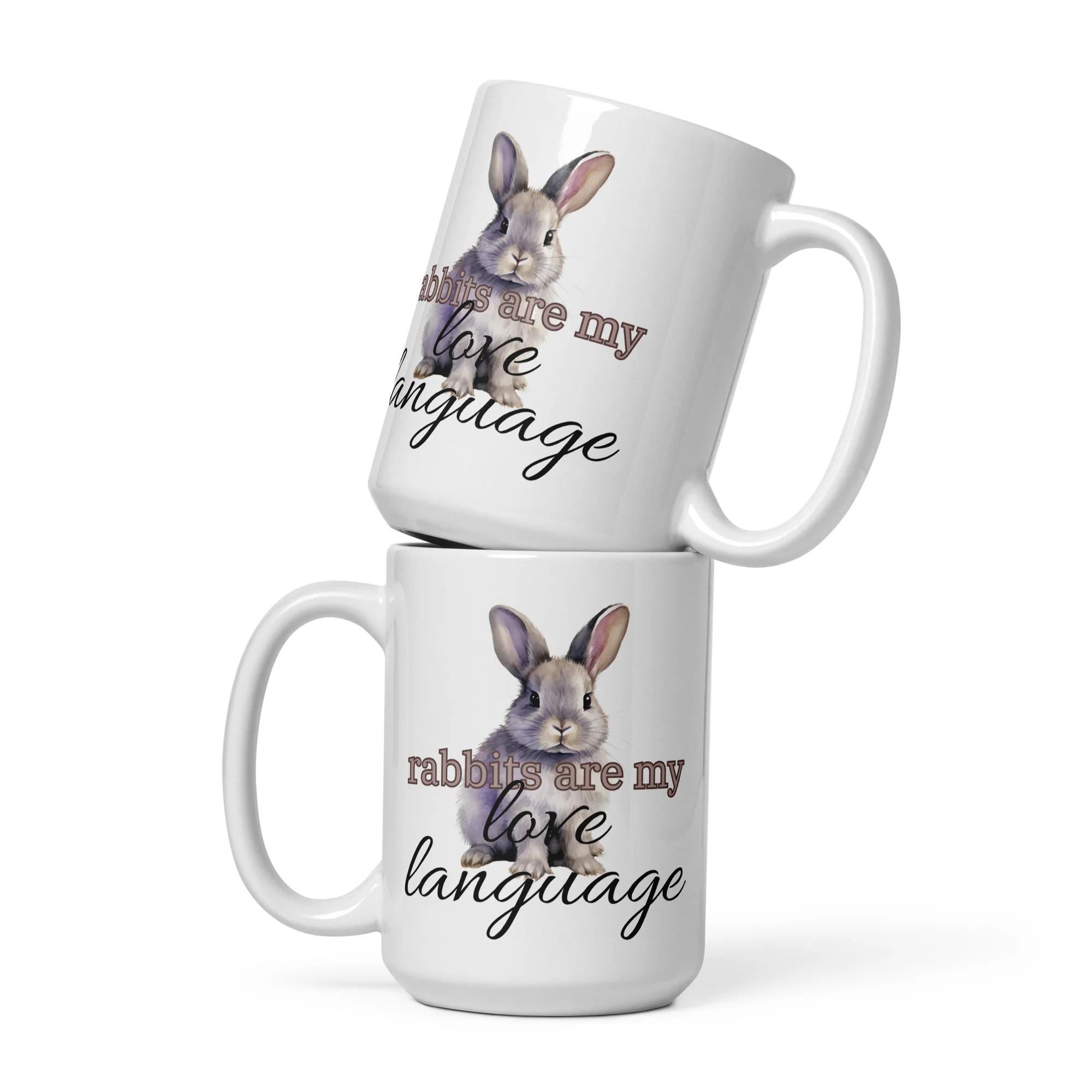 Rabbits Are My Love Language White Glossy Mug - Image 3