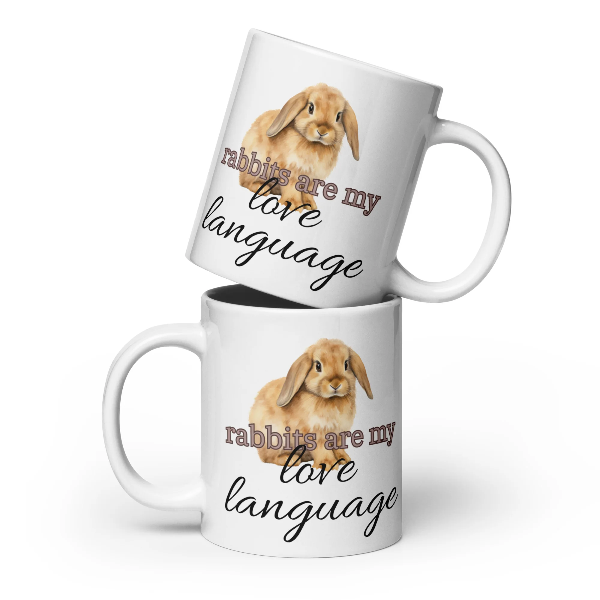 Rabbits Are My Love Language White Glossy Mug - Image 6