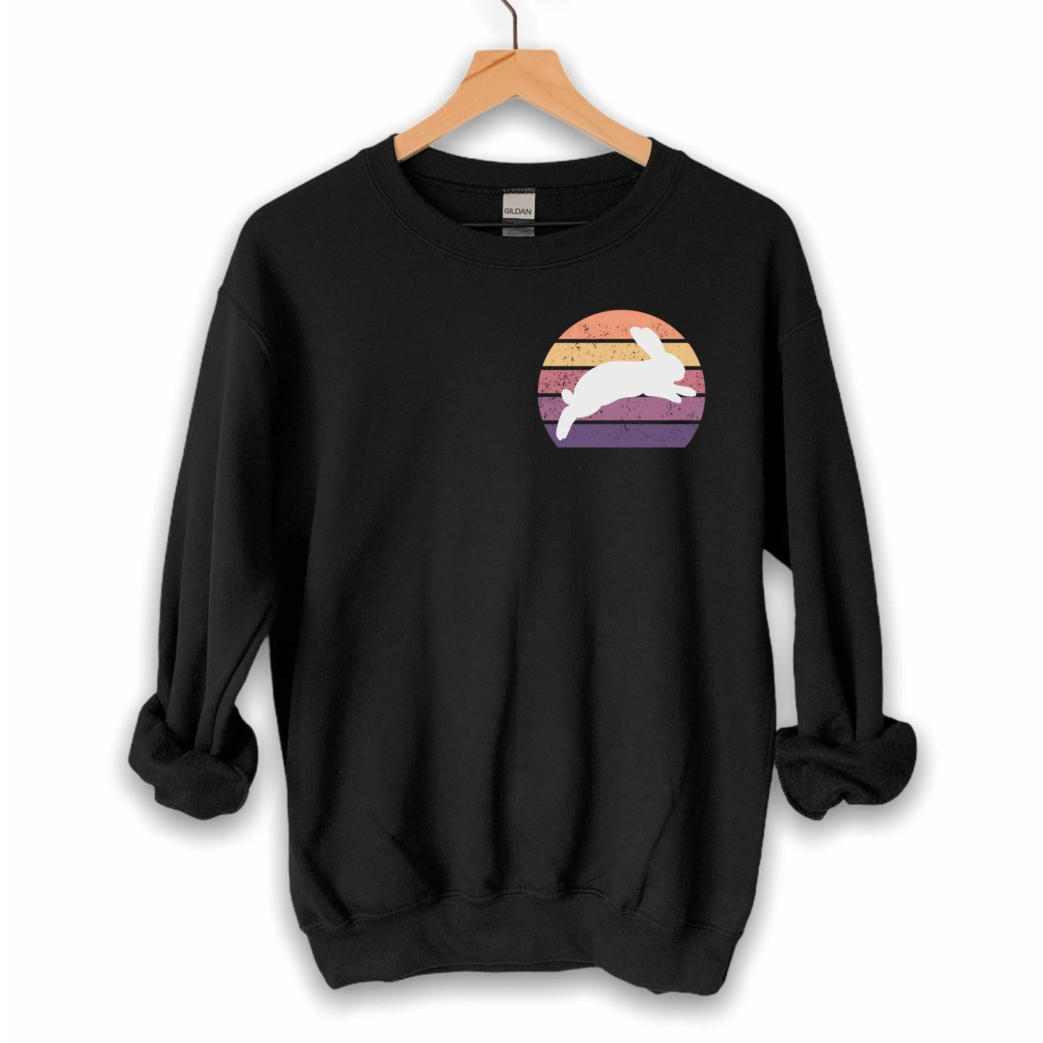 Retro Sunset Bunny Unisex Sweatshirt - Image 2