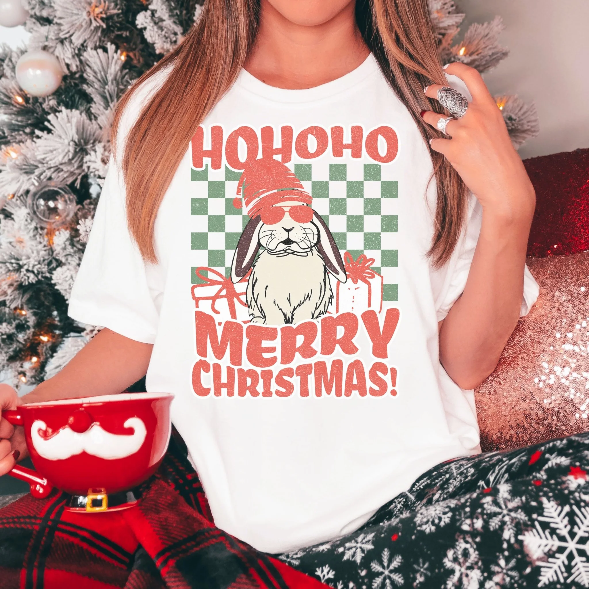 Santa Bunny Unisex Garment-dyed Heavyweight T-Shirt - Image 2