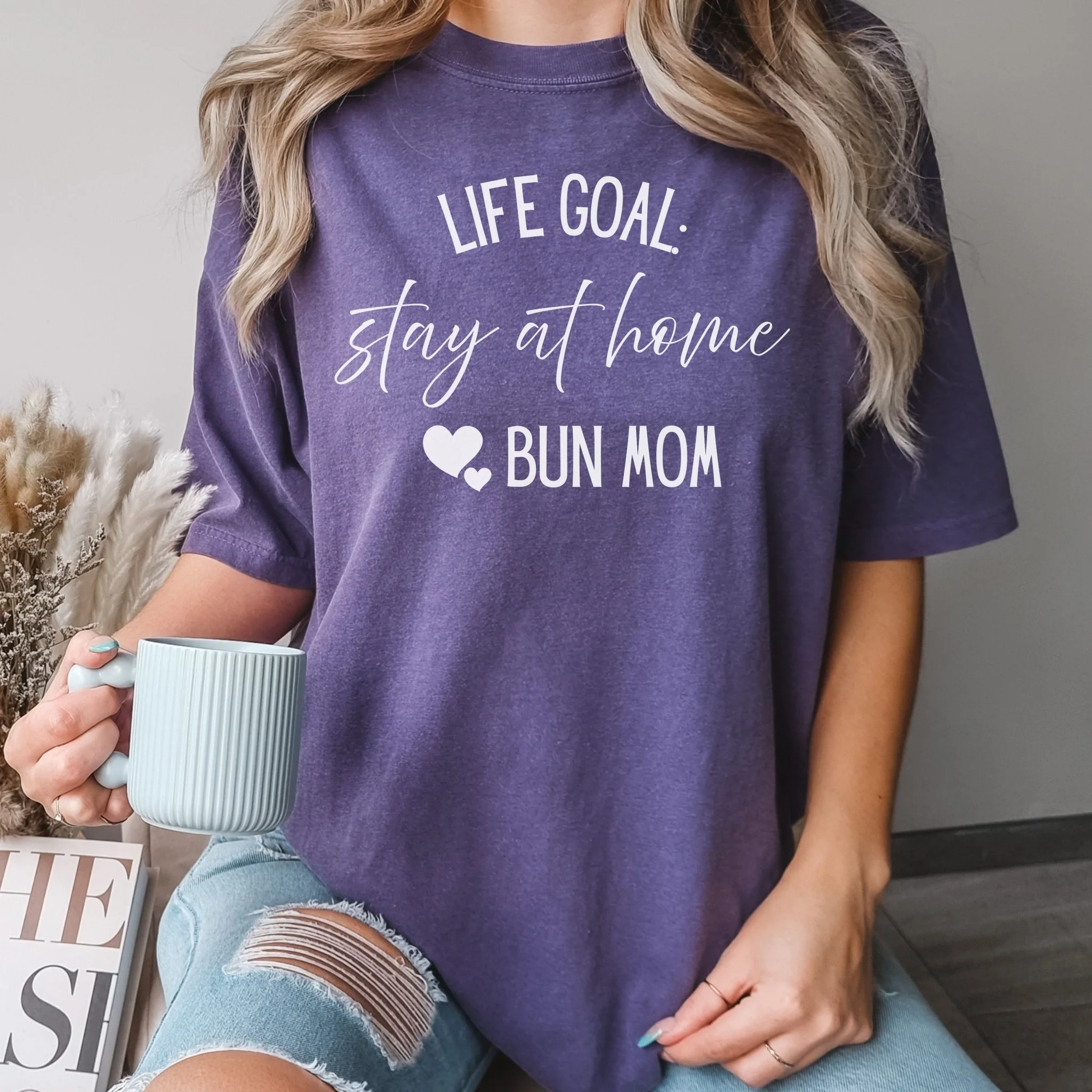 Stay at Home Bun Mom Unisex Garment-dyed Heavyweight T-Shirt - Image 3