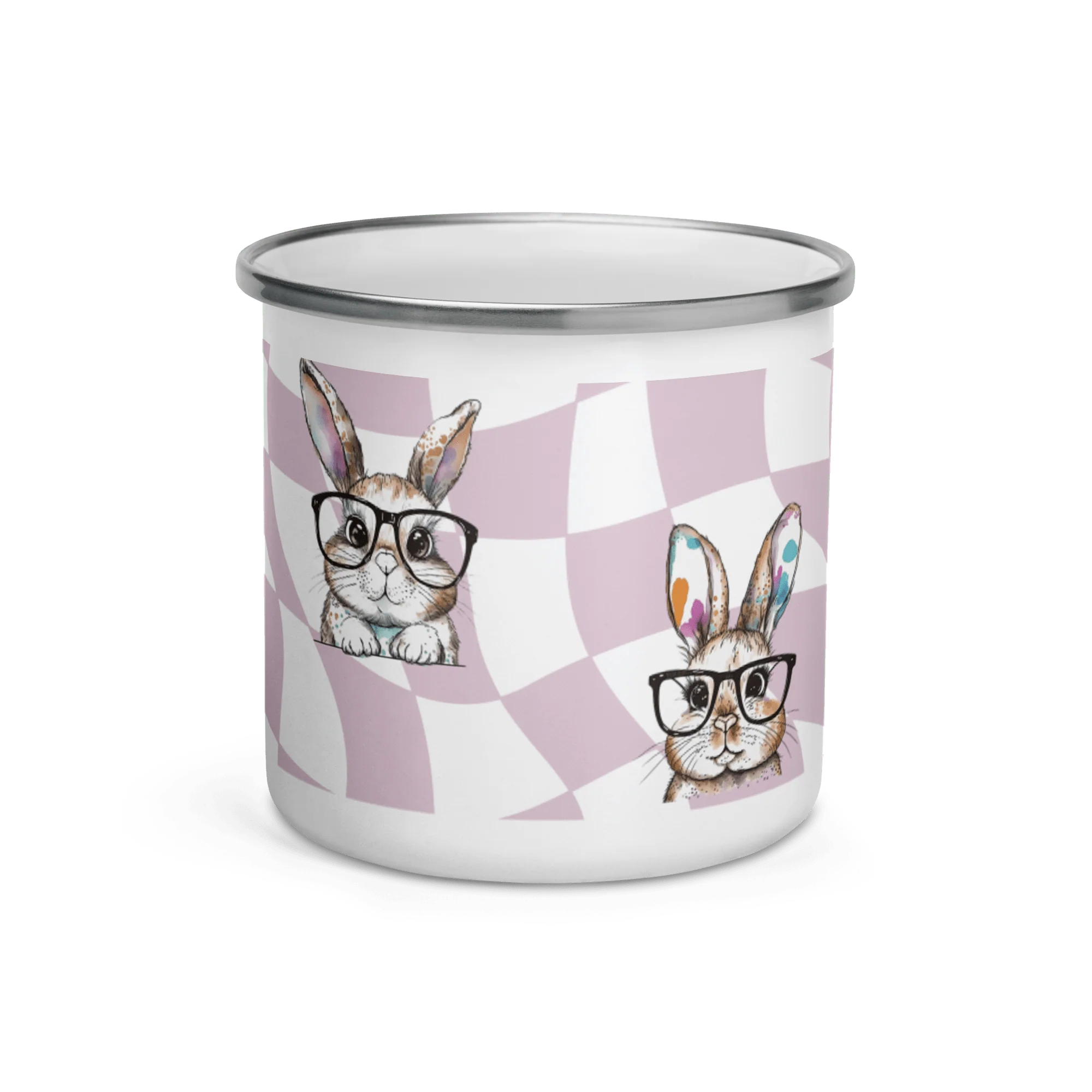 Watercolor Bunnies Enamel Mug - Image 3