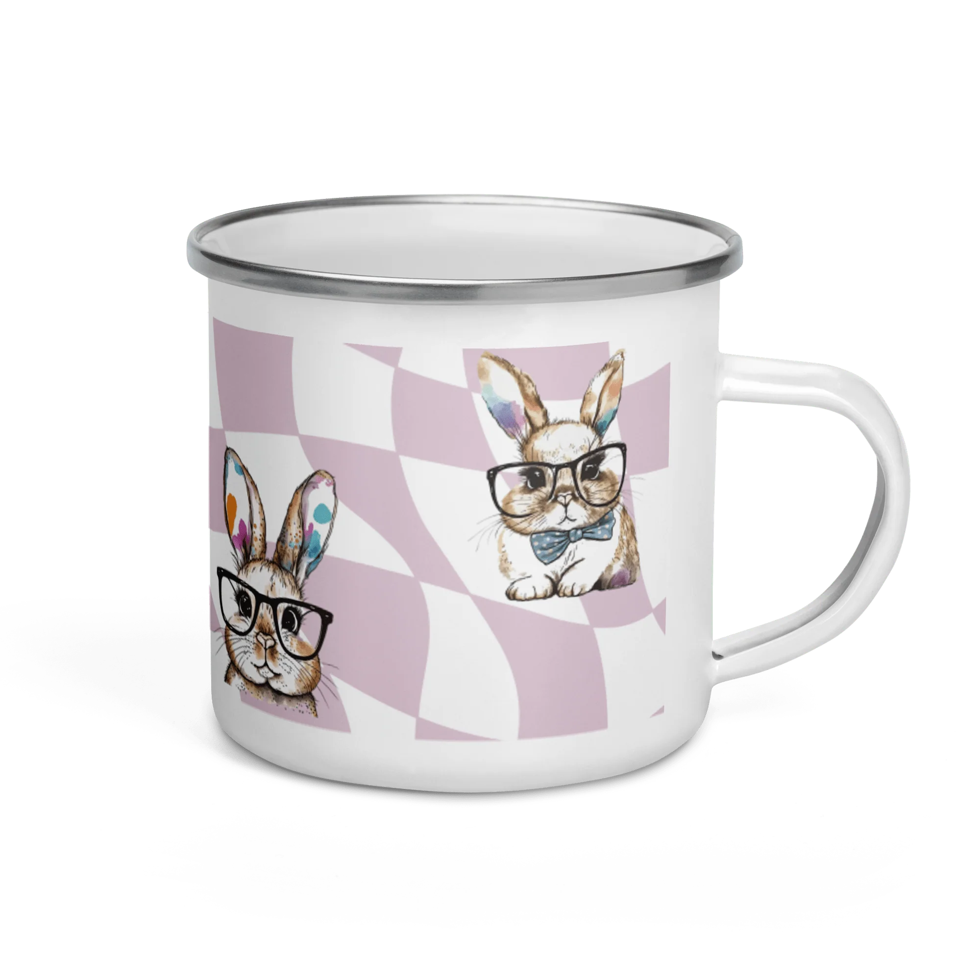 Watercolor Bunnies Enamel Mug - Image 4