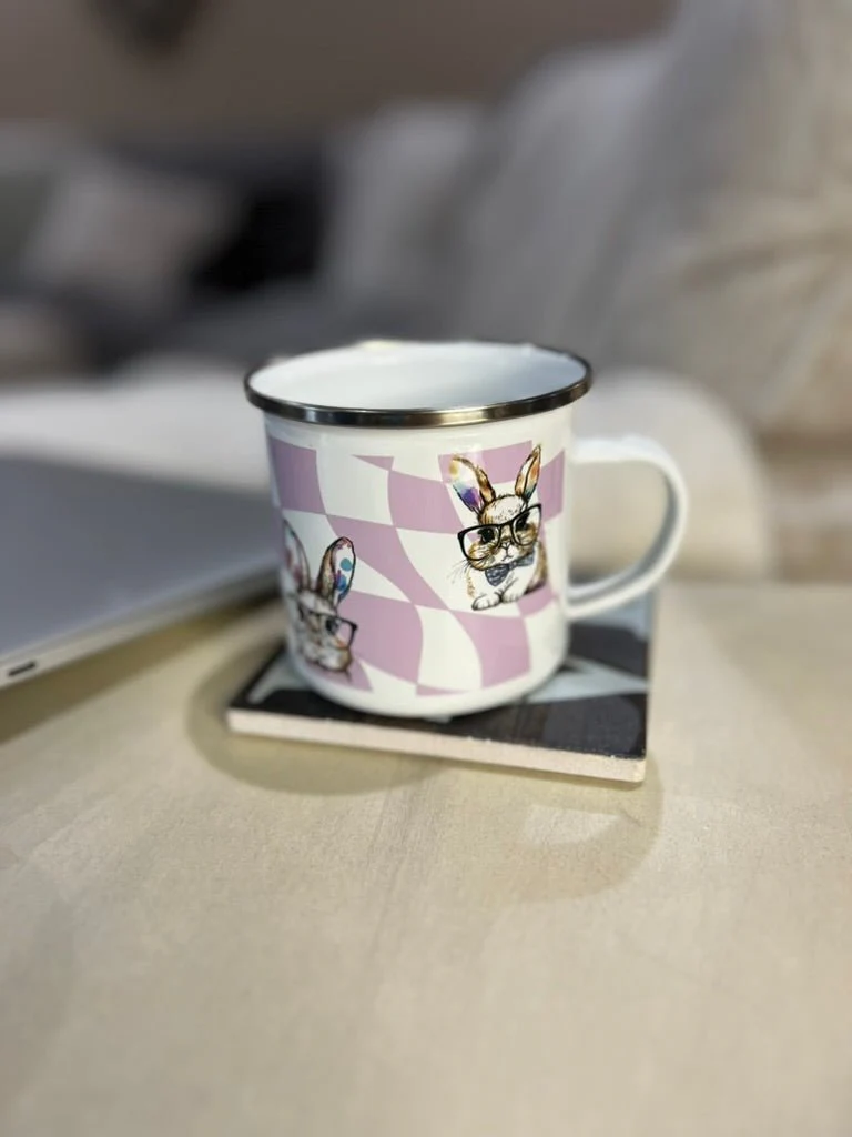 Watercolor Bunnies Enamel Mug - Image 5