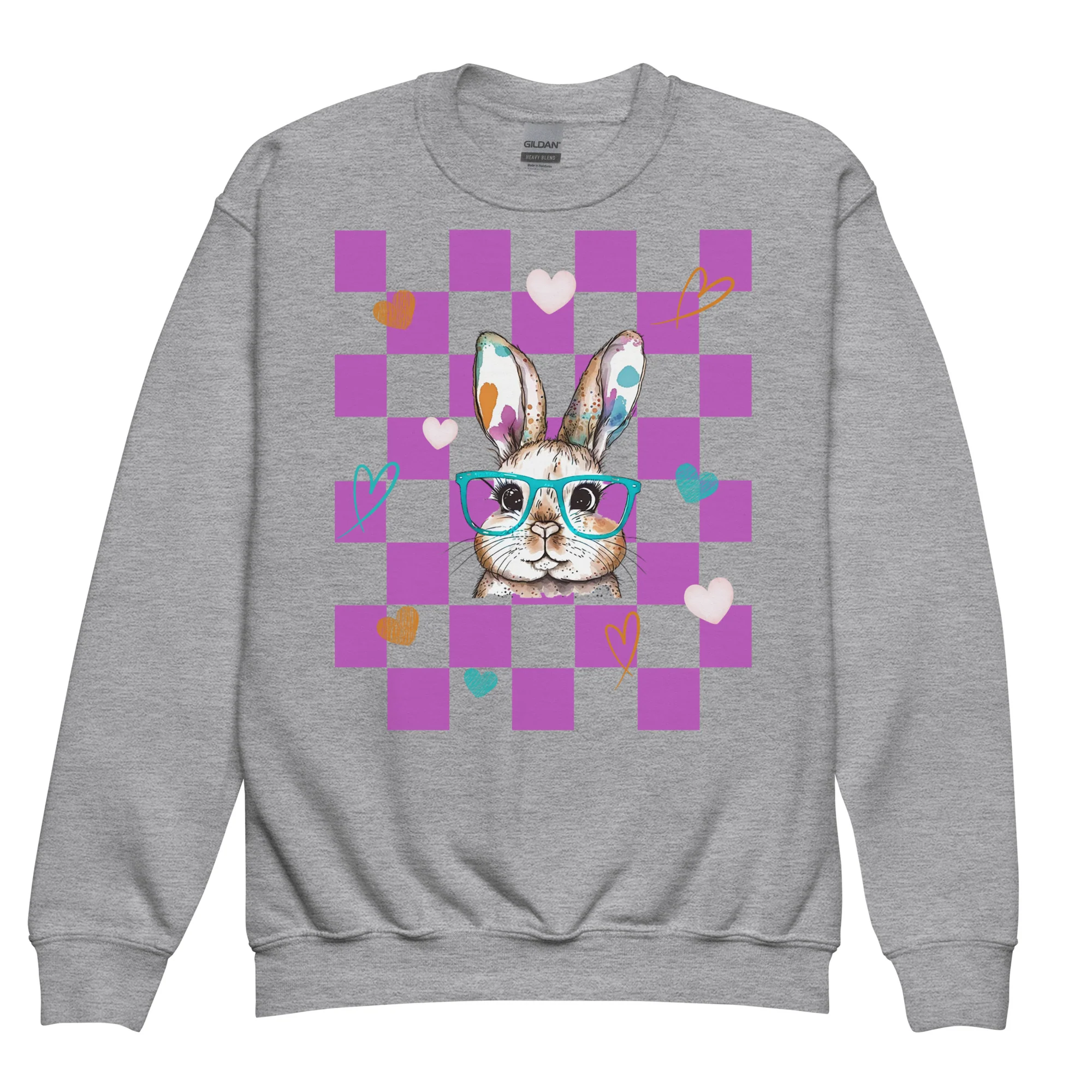 Watercolor Bunny Youth Crewneck Sweatshirt - Image 3