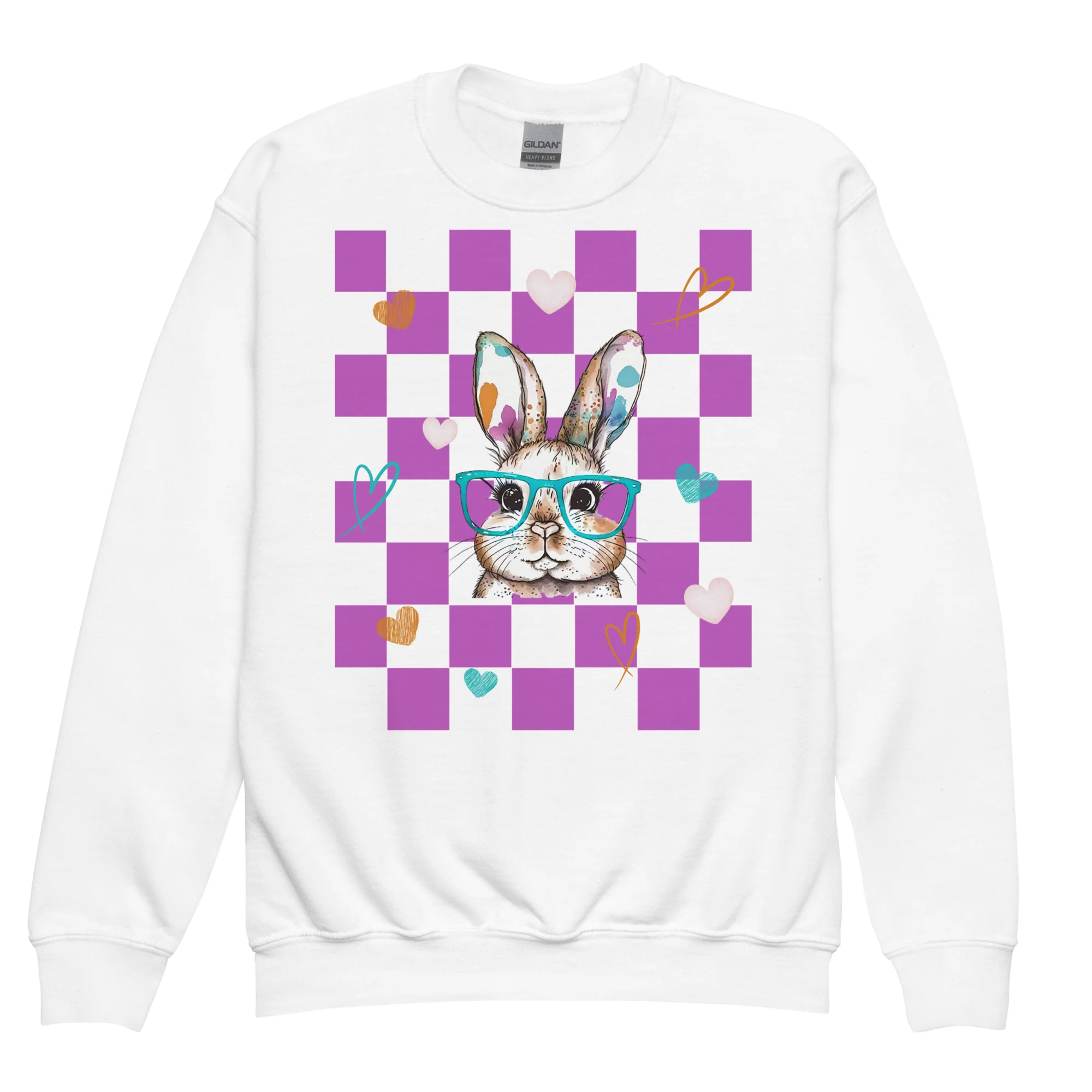 Watercolor Bunny Youth Crewneck Sweatshirt - Image 4